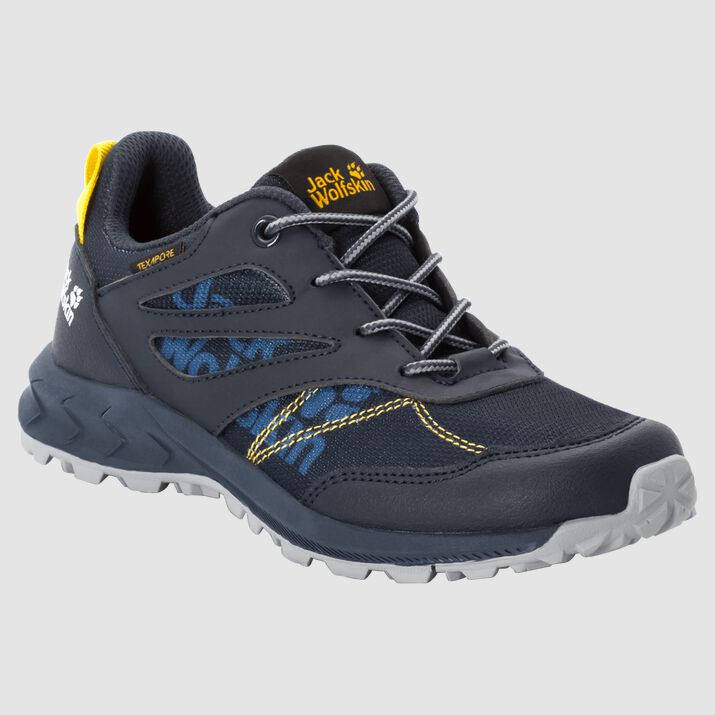 Jack Wolfskin Kids Woodland Texapore Low Hiking Shoes Dark Blue/Yellow 794562ZTM